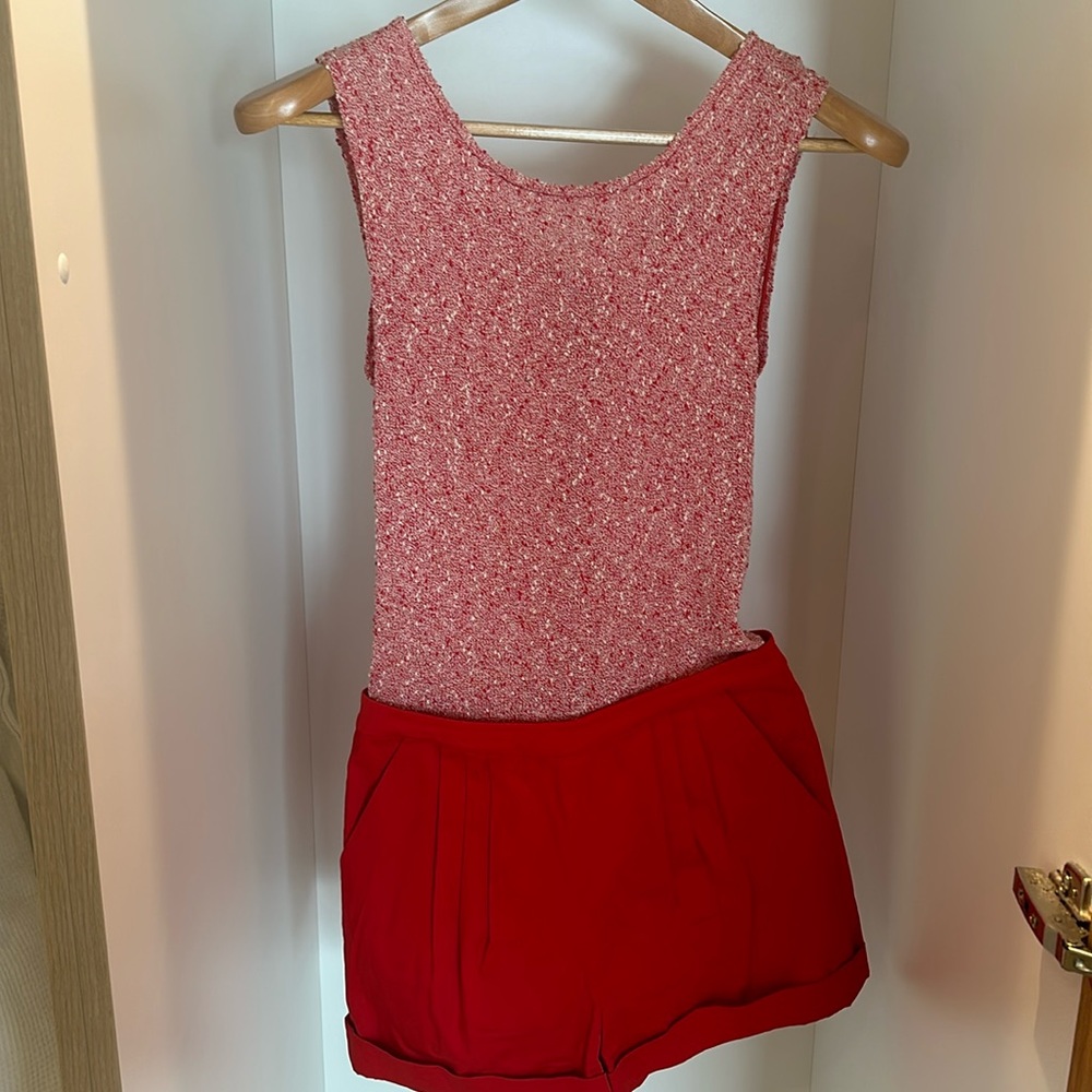 Alice + Olivia cotton short and knit tank jumper, one piece with back zip